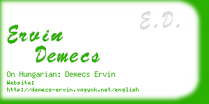 ervin demecs business card